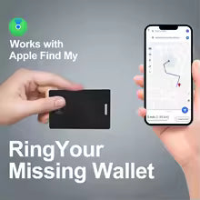 Slim Wallet Tracker Card iPhone Smart Tag Work with Find My (iOS Only) Air-Tag Bluetooth Search GPS Locator Wallet Finder Card