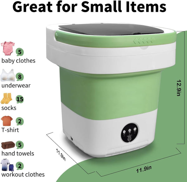 8L Compact Foldable Mini Washing + Dryer Machine