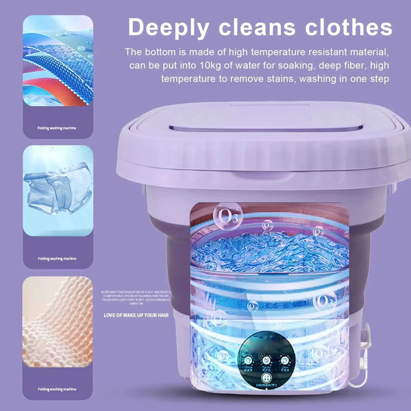8L Compact Foldable Mini Washing + Dryer Machine