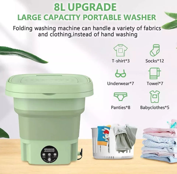 8L Compact Foldable Mini Washing + Dryer Machine uk